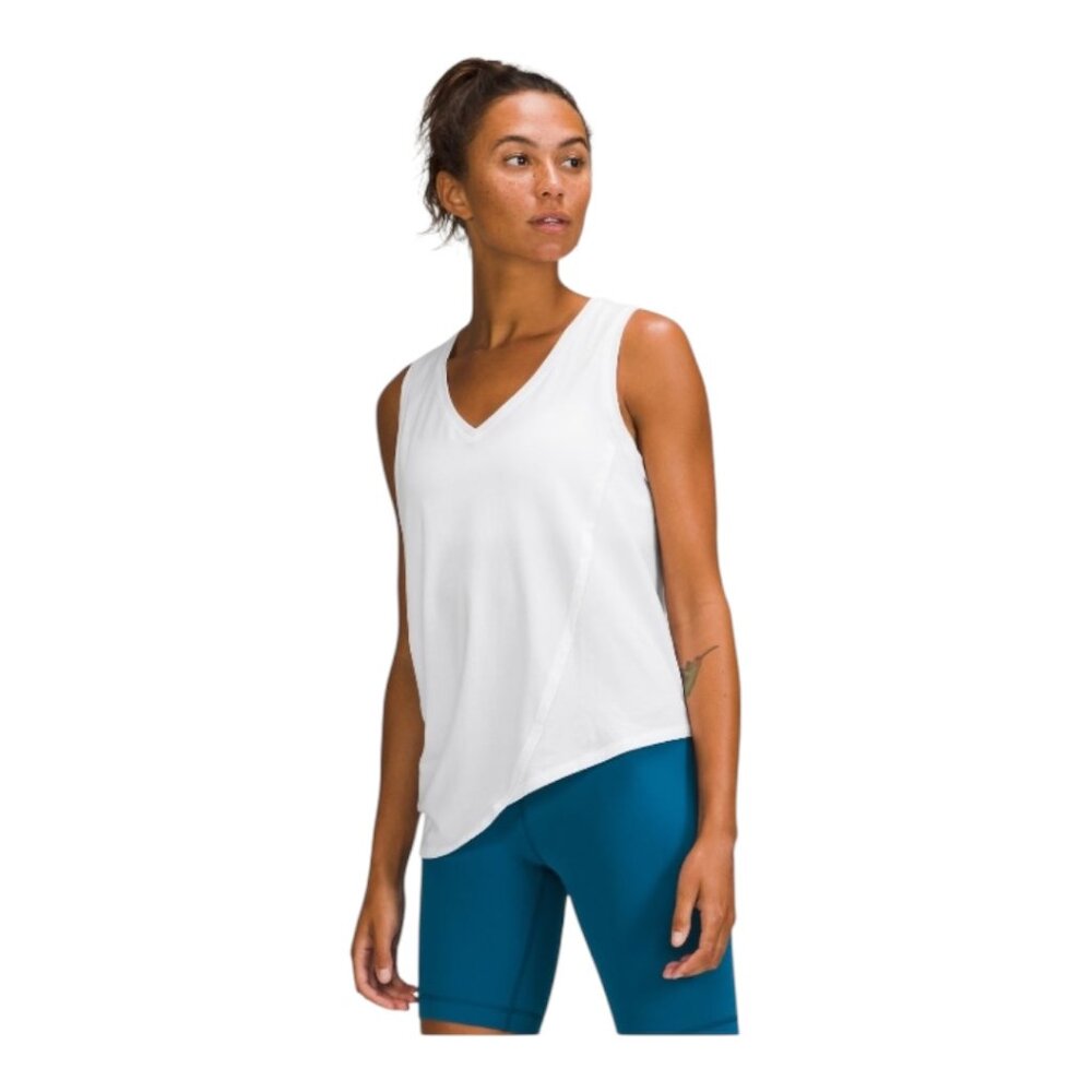 Lululemon LA Asymmetrical V-Neck Tak Top, Size 4, White